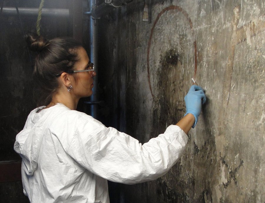 Intervienen mural histórico del templo de San Bernardino de Siena