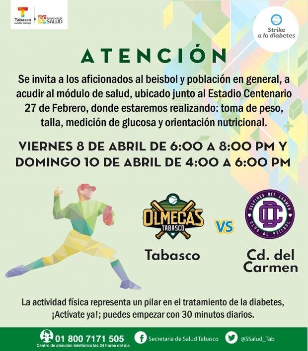 Pondrán en marcha Salud y la Liga Mexicana de Beisbol la Campaña Strike a la Diabetes