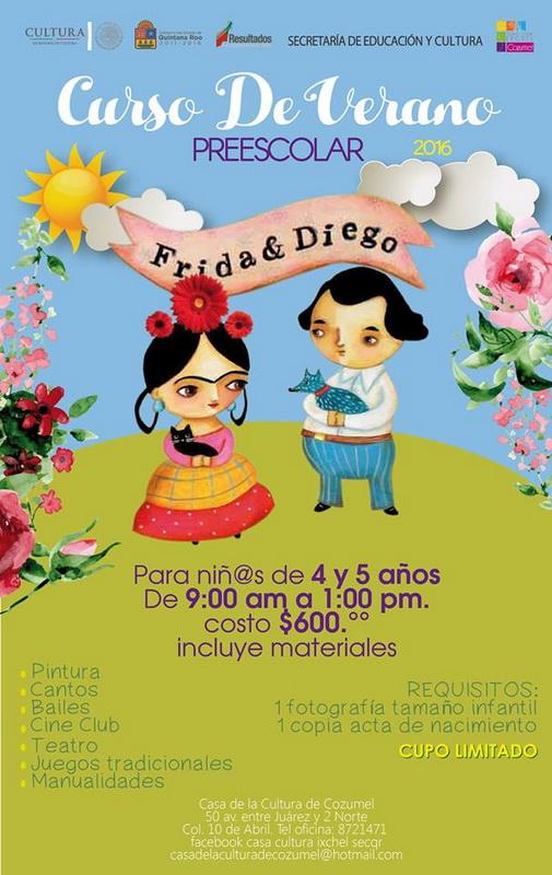 PREPARAN CURSOS DE VERANO a€œFRIDA Y DIEGOa€ Y a€œVERANEARTE CON FRIDA KAHLOa€, EN COZUMEL