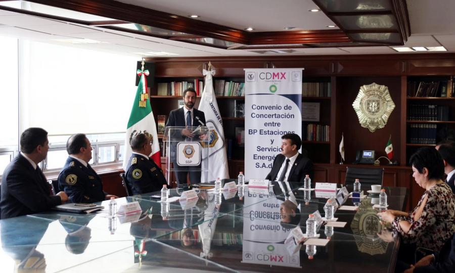 FIRMAN CONVENIO SSP-CDMX Y LA EMPRESA BP ESTACIONES Y SERVICIOS ENERGÉTICOS