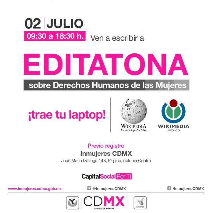 Invitan INMUJERES CDMX y Wikimedia México a participar en quinto encuentro de a€œEditatonaa€