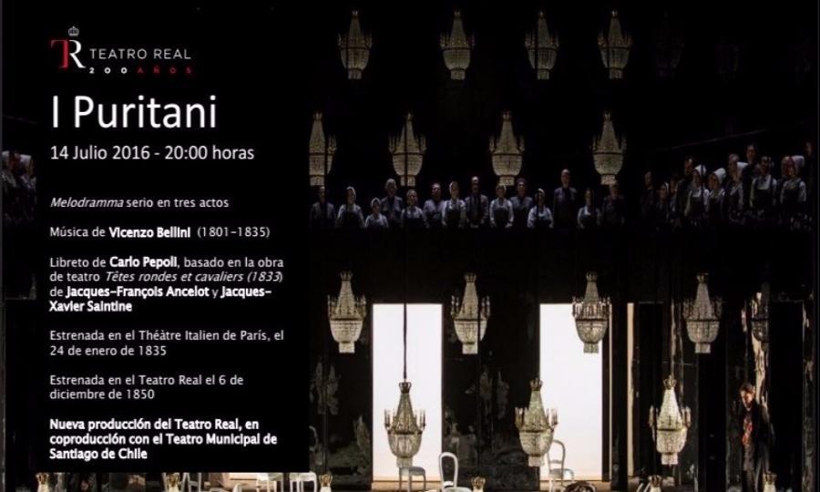 El INBA retransmitirá la ópera I Puritani de Bellini, desde el Teatro Real de Madrid