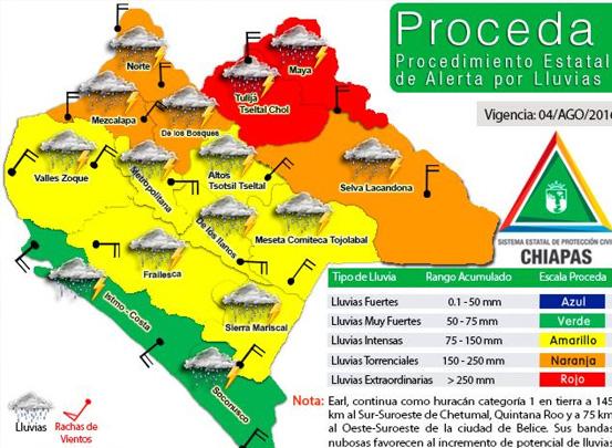 En Chiapas, se activa alerta roja por lluvias extraordinarias
