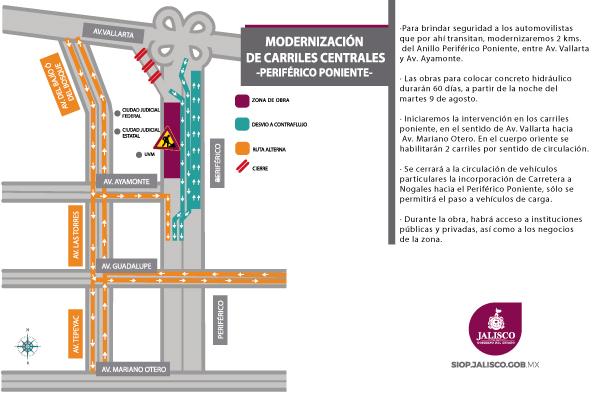 Hoy inicia obra para sustituir asfalto por concreto hidráulico en Periférico Poniente