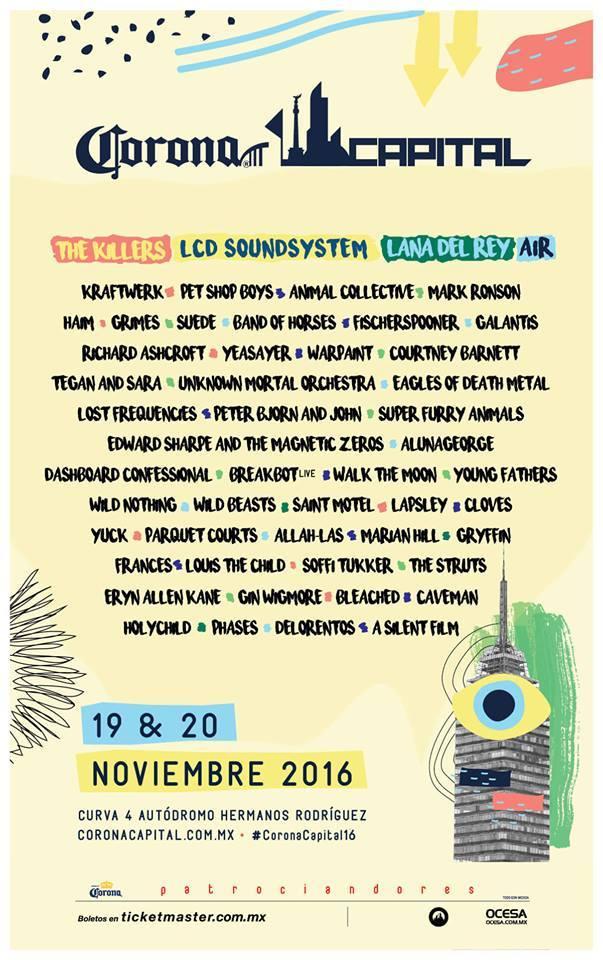 LISTO EL CARTEL Y FECHAS DEL CORONA CAPITAL 2016.