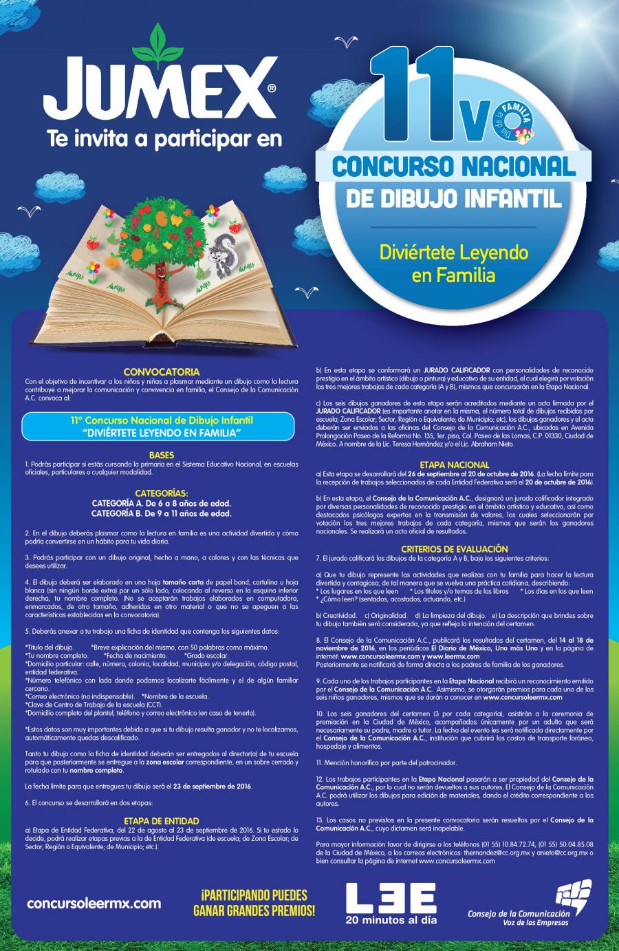 11° Concurso Nacional de Dibujo Infantil! “Diviértete Leyendo en Familiaâ€