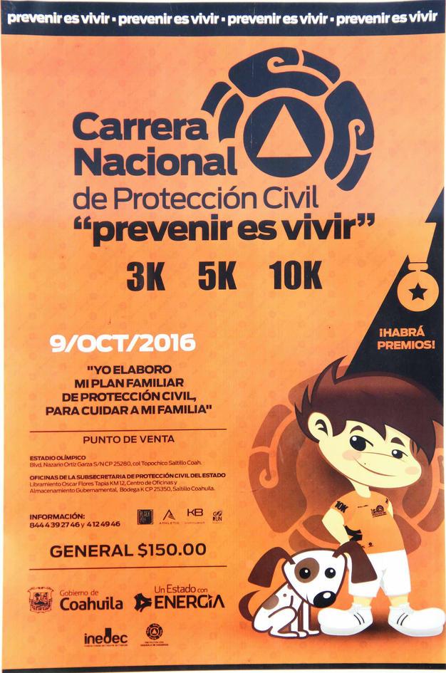Anuncian la Carrera Nacional de ProtecciÃ³n Civil â€œprevenir es vivirâ€