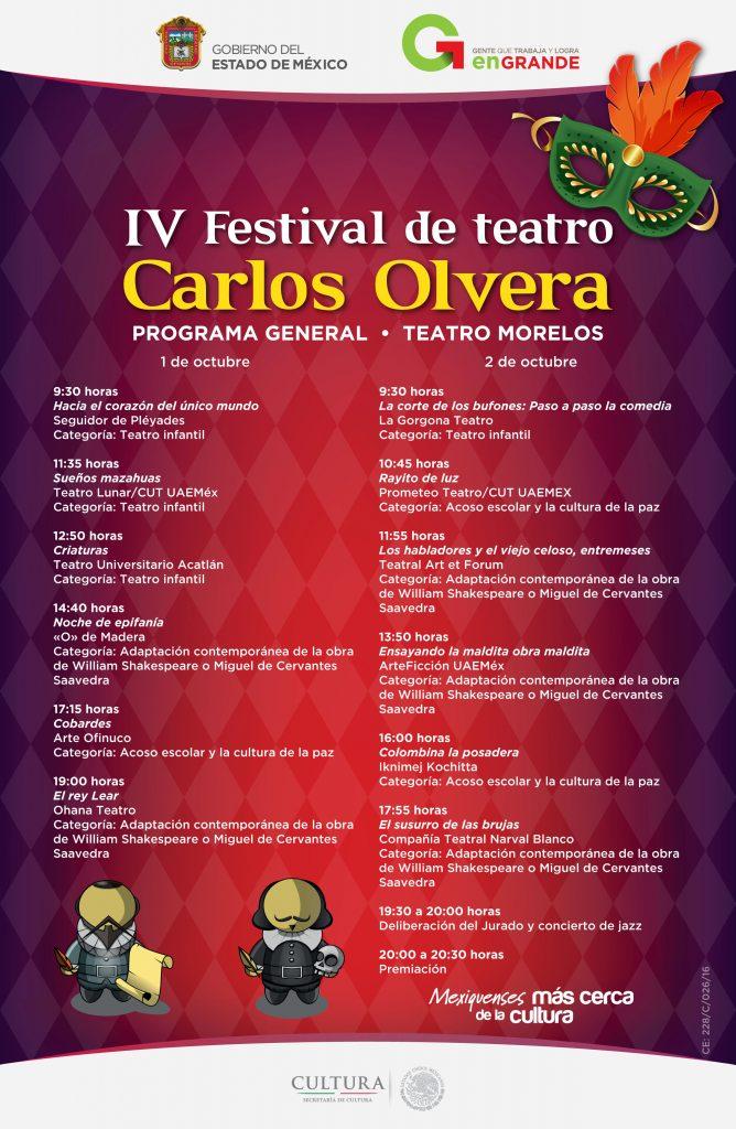 Invitan al IV Festival de Teatro â€œCarlos Olveraâ€ en el Teatro Morelos de Toluca
