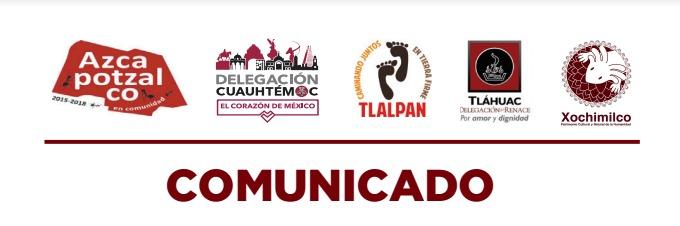 Titulares de la Delegaciones Azcapotzalco, Cuauhtémoc, Tláhuac, Tlalpan y Xochimilco mandan comunicado a SHCP