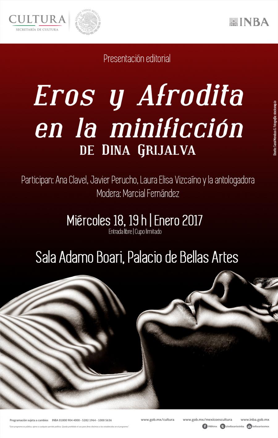 Eros y Afrodita en la minificción, antología compilada por Dina Grijalva