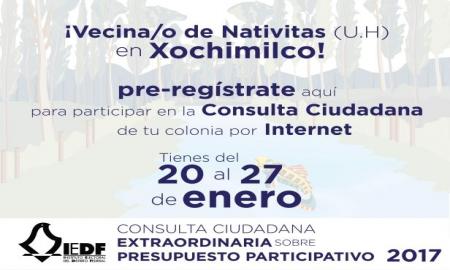 Pre-registro para participar por internet en la Consulta Ciudadana Extraordinaria en Colonia Nativitas