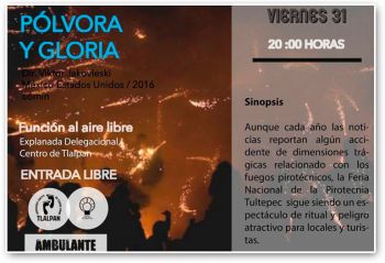Proyectarán en Tlalpan documental sobre la pirotecnia en Tultepec