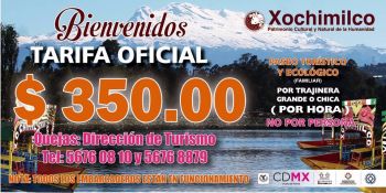 MANTIENEN TARIFAS OFICIALES DE SERVICIOS TURÍSTICOS EN XOCHIMILCO