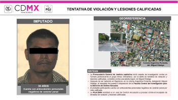 LOGRA LA PGJ CAPITALINA VINCULAR A PROCESO A HOMBRE POR TENTATIVA DE VIOLACIÓN