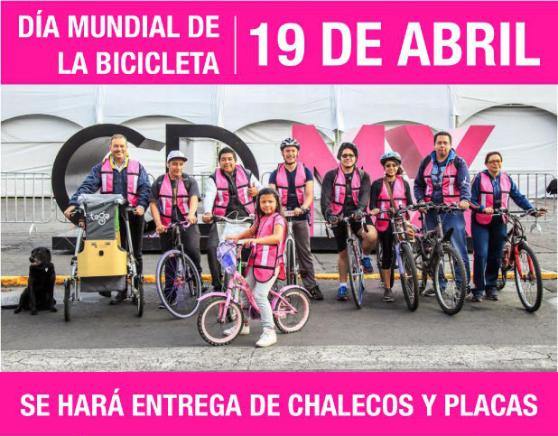 Por Día Mundial de la Bicicleta, regalará SEDEMA placas y chalecos ciclistas