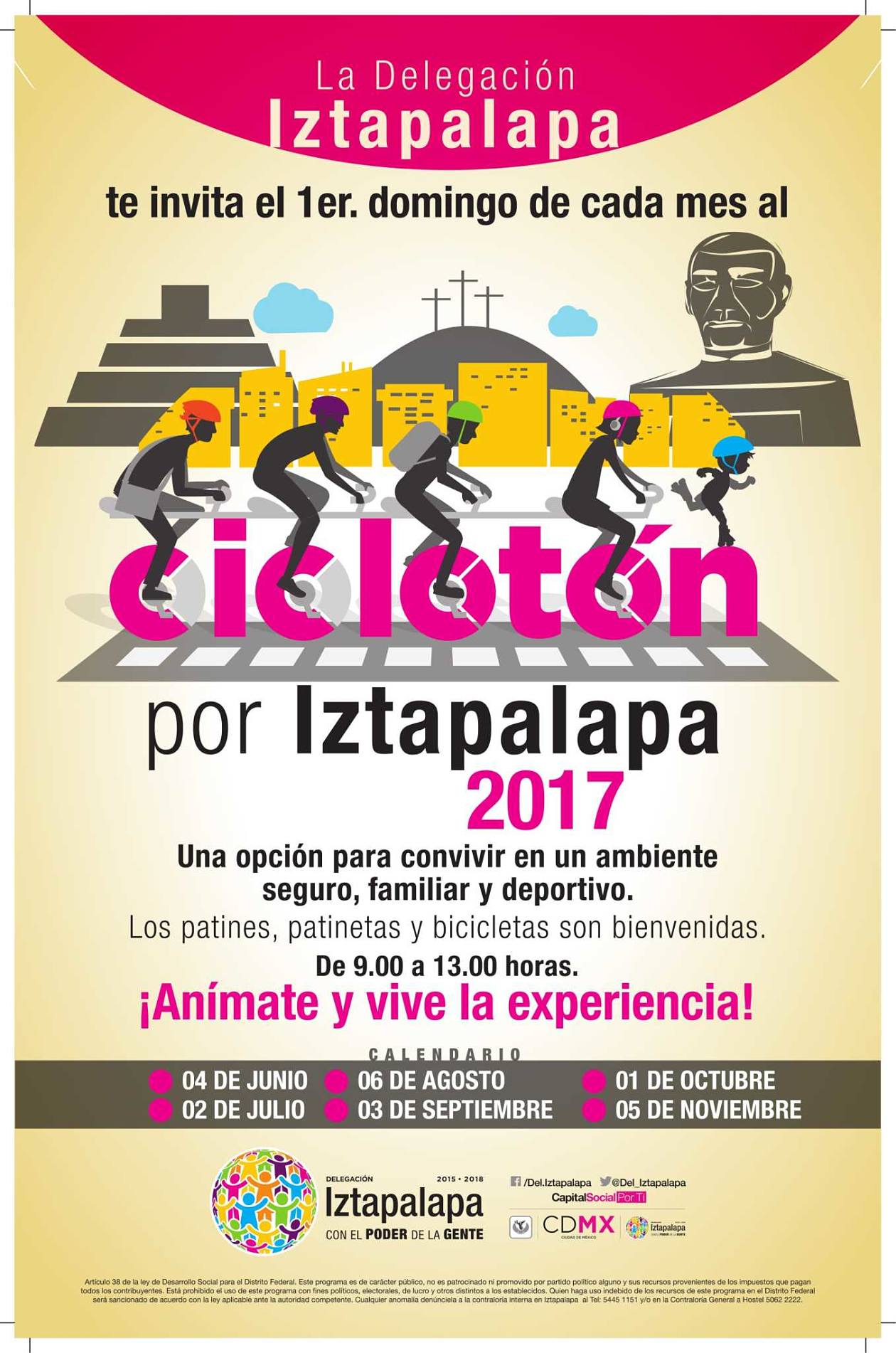 INVITA DIONE ANGUIANO A LAS FAMILIAS DE IZTAPALAPA AL CICLOTÓN 2017