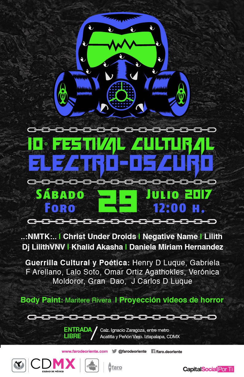 Prepara el Faro de Oriente el 10 Festival Cultural Electro-Oscuro para el próximo sábado