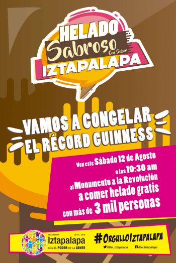CONVOCA IZTAPALAPA A ROMPER RÉCORD GUINNESS DE MAYOR NÚMERO PERSONAS COMIENDO HELADO
