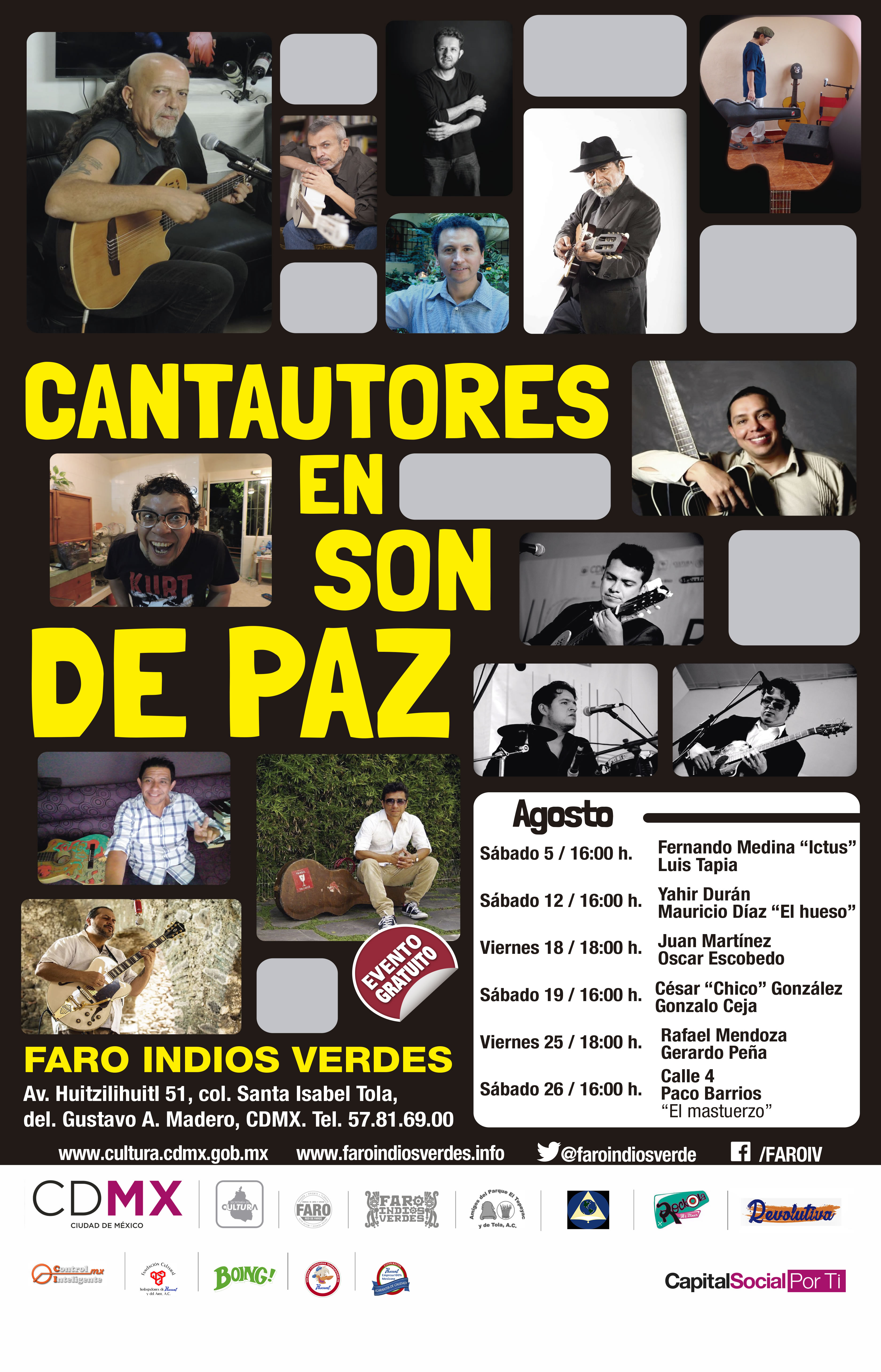 El Faro Indios Verdes realiza el Festival Cantautores en Son de Paz