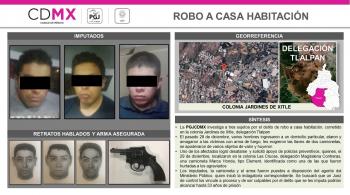 Buscará la PGJ vincular a proceso a 3 hombres detenidos por elementos de la SSP, por 2 robos a casa habitación
