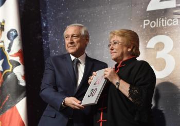 Michelle Bachelet, participó en la presentación del libro Política exterior de Chile 2030