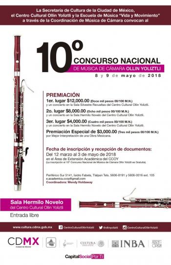 Inscripciones para el Décimo Concurso Nacional de Música de Cámara Ollin Yoliztli