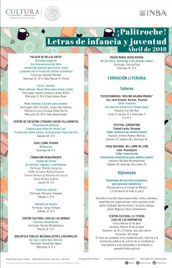 En abril, el INBA ofrecerá la jornada de actividades ¡Palitroche! Letras de infancia y juventud