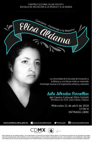 Rendirán homenaje a la maestra Elisa Aldama en el Centro Cultural Ollin Yoliztli