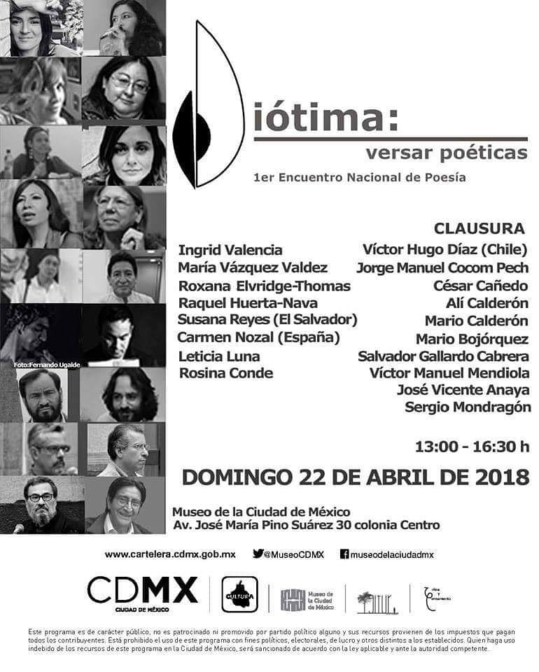 El Museo de la Ciudad de México será sede del Primer Encuentro Nacional de Poesía Diótima: Versar poéticas