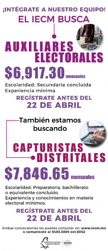 Recuerda IECM plazo para contratación de personal eventual, por Proceso Electoral