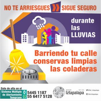 PRESENTA IZTAPALAPA ACCIONES DE PREVENCIÓN PARA LA TEMPORADA DE LLUVIAS CON LA APLICACIÓN DEL SMAT