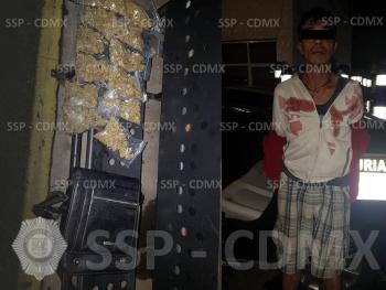 DETIENEN POLICÍAS DE LA SSP-CDMX A UN HOMBRE CON POSIBLE MARIHUANA EN LA COLONIA OBRERA