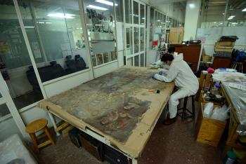 Restauran lienzo devocional del siglo XVIII de Ecatzingo, Estado de México