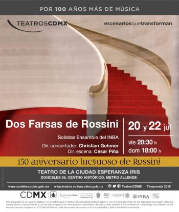 Solistas Ensamble del INBA ofrecerá el espectáculo operístico Dos farsas de Rossini