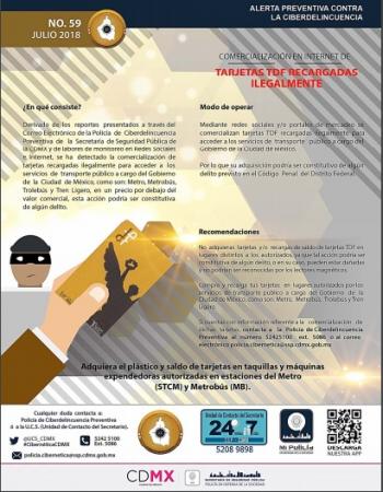 EMITE SSP-CDMX RECOMENDACIONES DE SEGURIDAD POR LA COMERCIALIZACIÓN ILEGAL DE TARJETAS DEL TRANSPORTE PÚBLICO