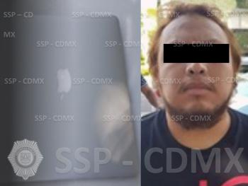 RECUPERAN POLICÍAS DE LA SSP-CDMX UNA COMPUTADORA APPLE ROBADA Y DETIENEN A UN HOMBRE QUE LA VENDÍA