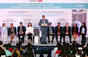 Presenta GCDMX proyecto de captación de agua de lluvia en 20 escuelas de nivel medio superior