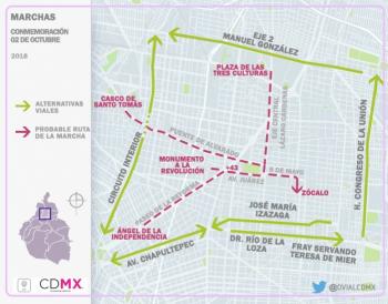 Alista SSP-CDMX dispositivo de movilidad y seguridad por el 50 aniversario del Movimiento Estudiantil del 2 de octubre