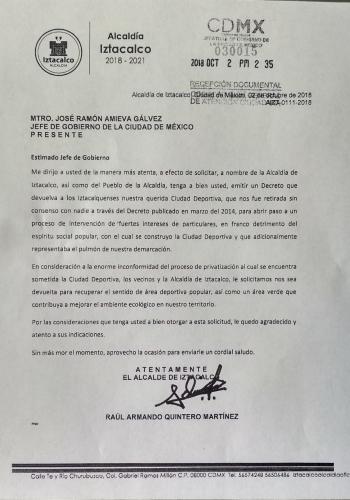 Pide Armando Quintero que regrese la Ciudad Deportiva a los iztacalquenses