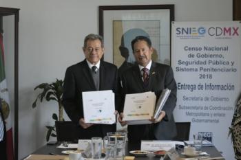 Entrega SECGOB a INEGI censo sobre resultados en seguridad y sistema penitenciario