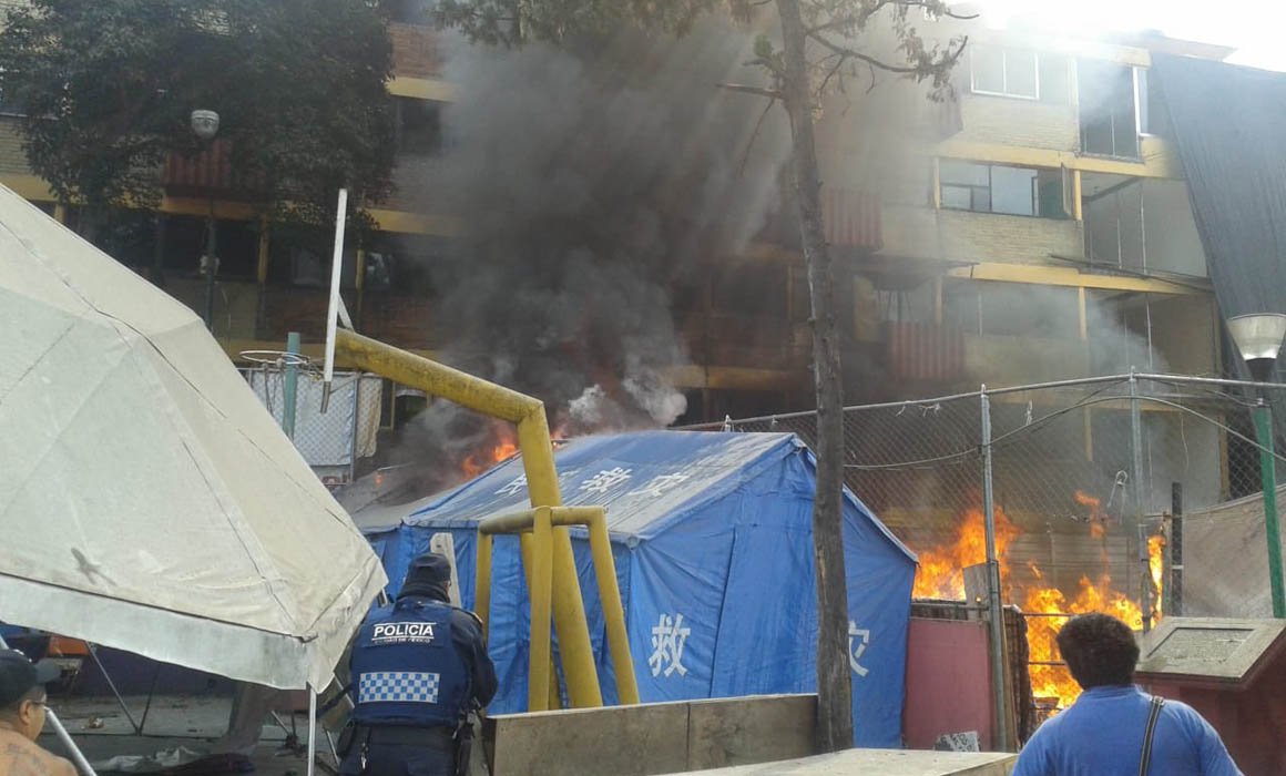 Se incendian campamentos de damnificados en Tlalpan
