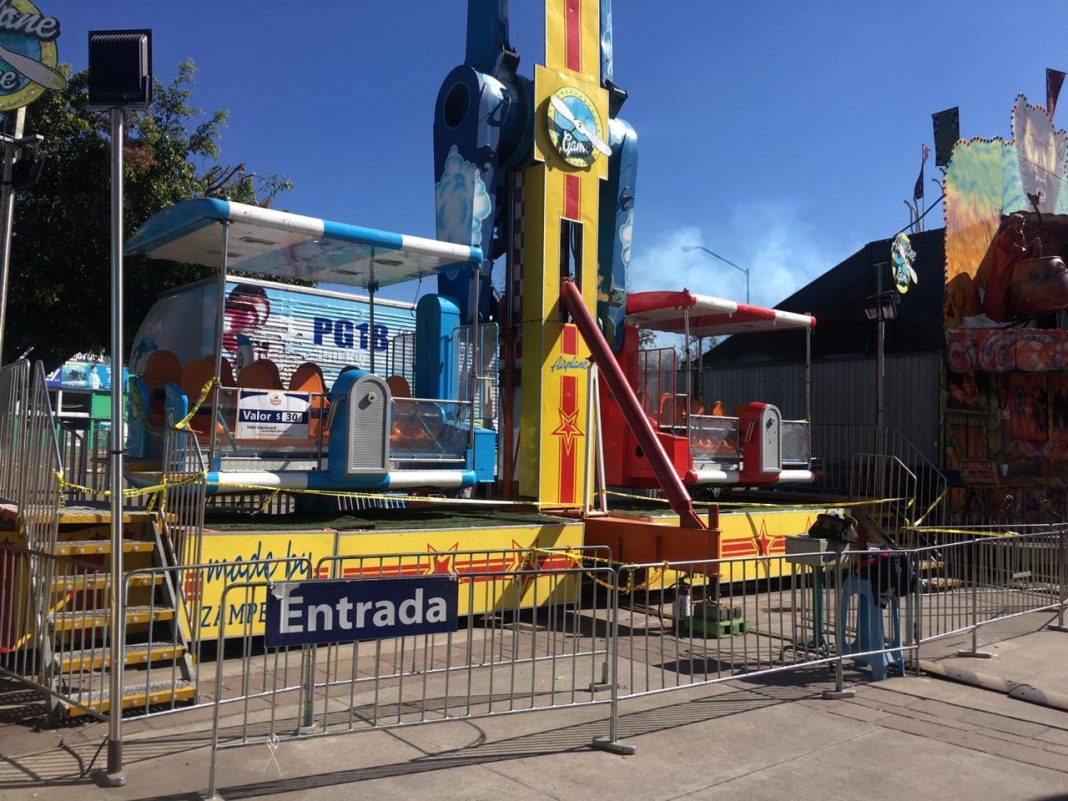 Falla juego mecánico en la Feria de León, Guanajuato