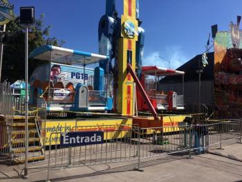 Falla juego mecánico en la Feria de León, Guanajuato