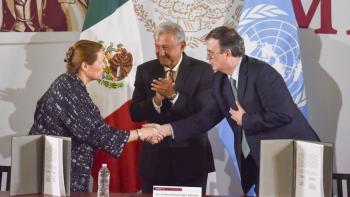 Se reúne AMLO con la presidenta de la ONU