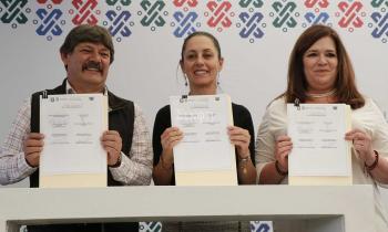 Firma la Jefa de Gobierno como testigo de honor convenio de colaboración entre la Alcaldía de Tláhuac y PROSOC