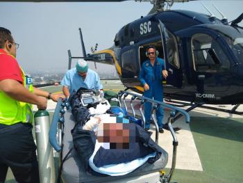 Cóndores de la SSC realizan doble servicio de ambulancia aérea