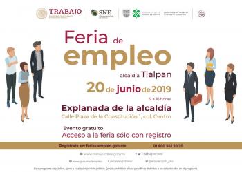 Tlalpan, STyFE y STPS llevarán a cabo Feria de Empleo