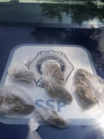 SSC detiene a una persona por posesión de presunta Marihuana en la Colonia Morelos