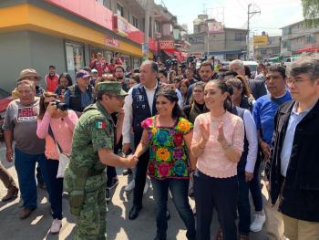 Jefa de Gobierno recorre con Guardia Nacional Colonia Desarrollo Urbano Quetzalcóatl