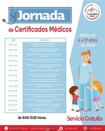 Tlalpan brindará certificados médicos gratuitos a más de 8 mil niñas y niños